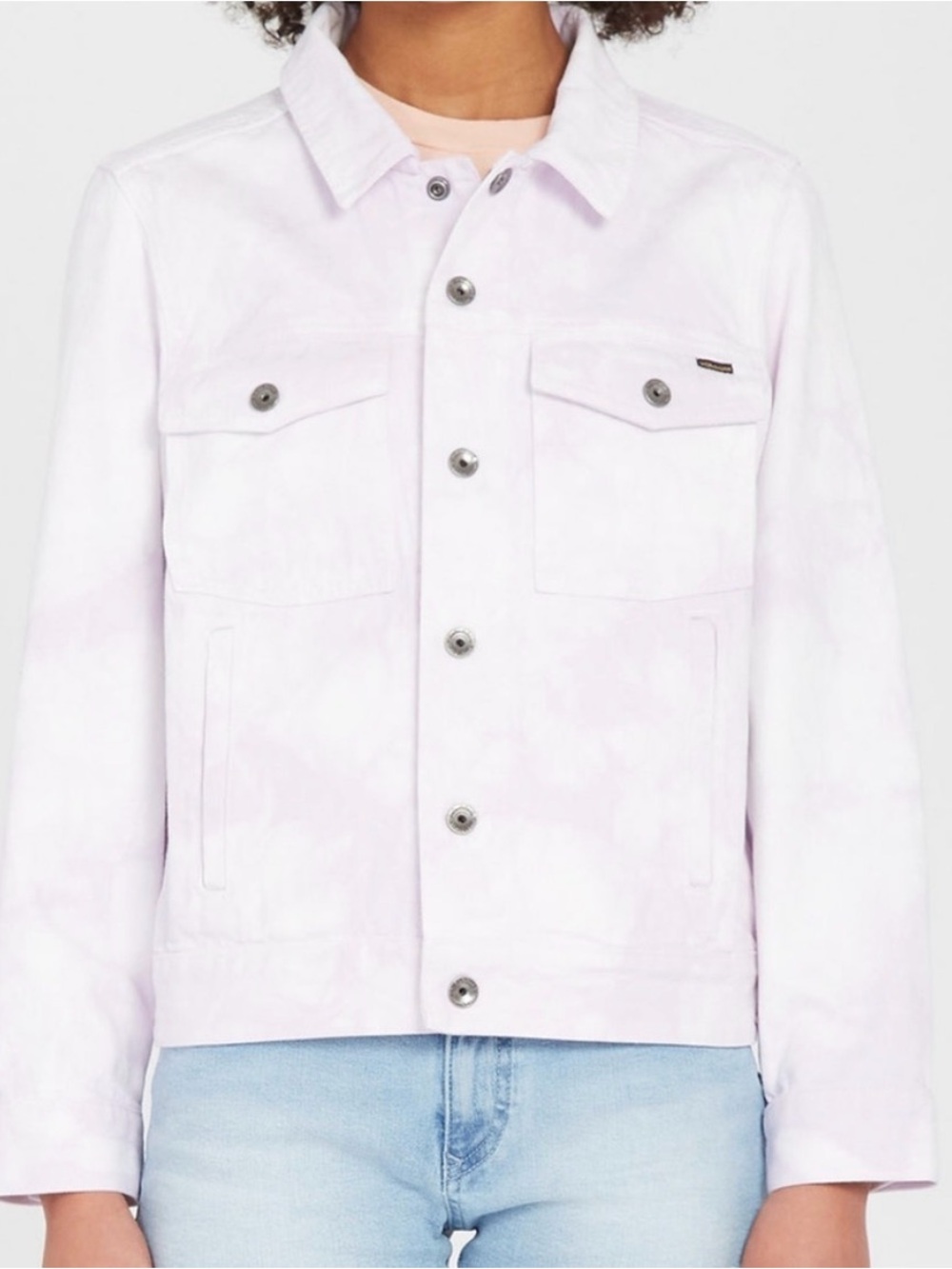 Women's XS Volcom Radstone Lavender Tie Dye Jean Jacket